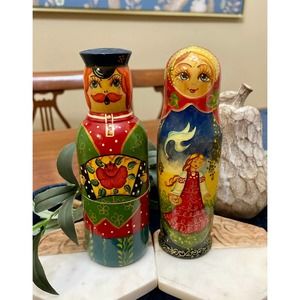 Matpeha Russian Wooden Container Dolls, nesting dolls
